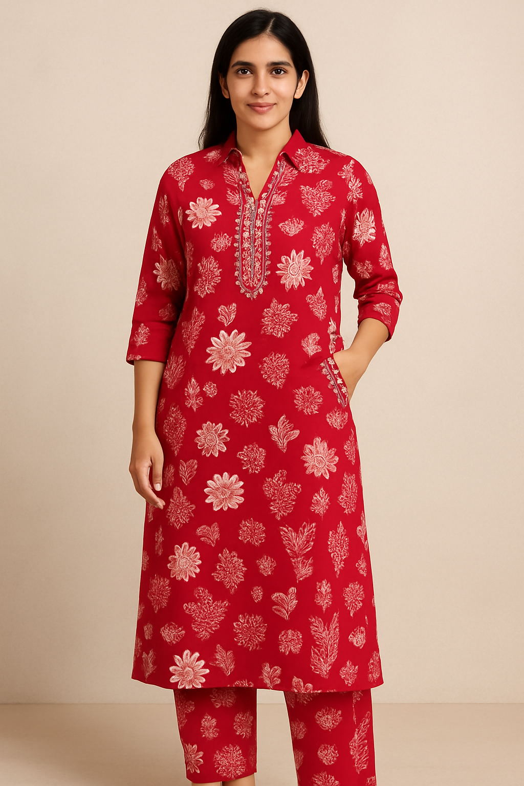 Rose Printed co ord with Mirror Embellishment