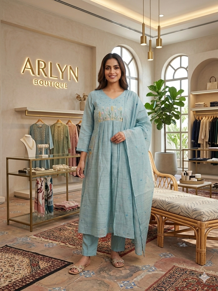 Teal blue flared suit