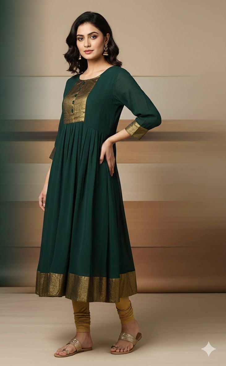 Green Georgette Anarkali Kurta