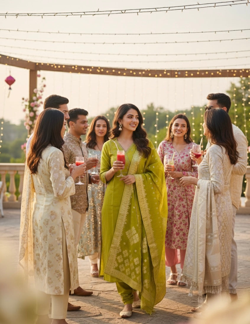 Olive Leaf Banarasi-Inspired Ensemble