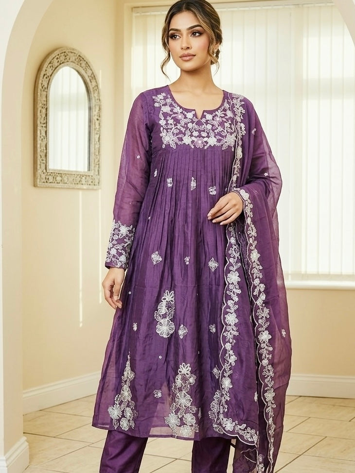 Light lavender Anarkali suit