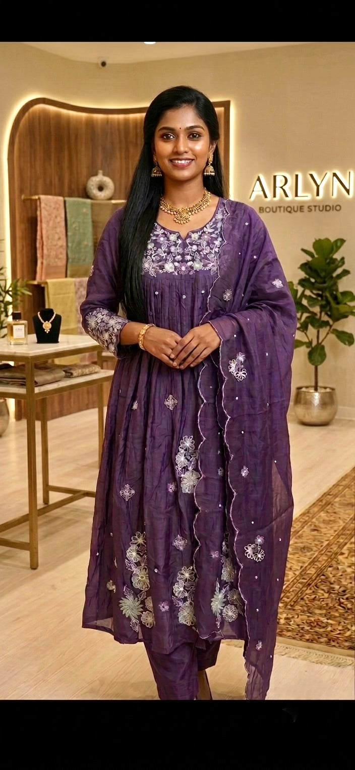 Light lavender Anarkali suit