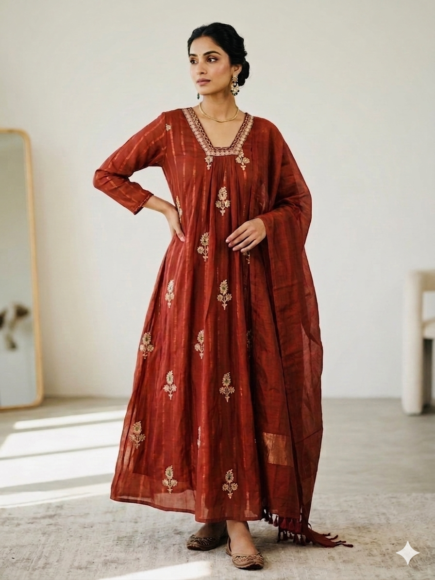 The Aura of Rust: The Arlyn Boutique Silk-Linen Luxe Collection - Single peice