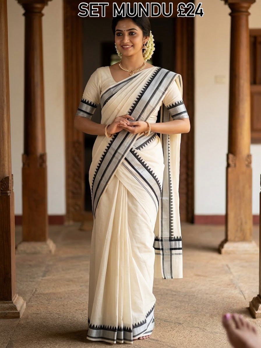 Set mundu black and silver