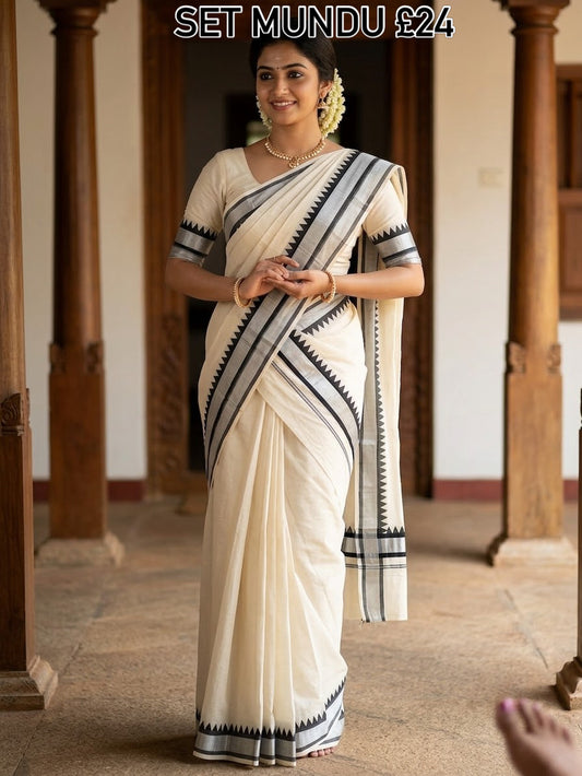 Set mundu black and silver