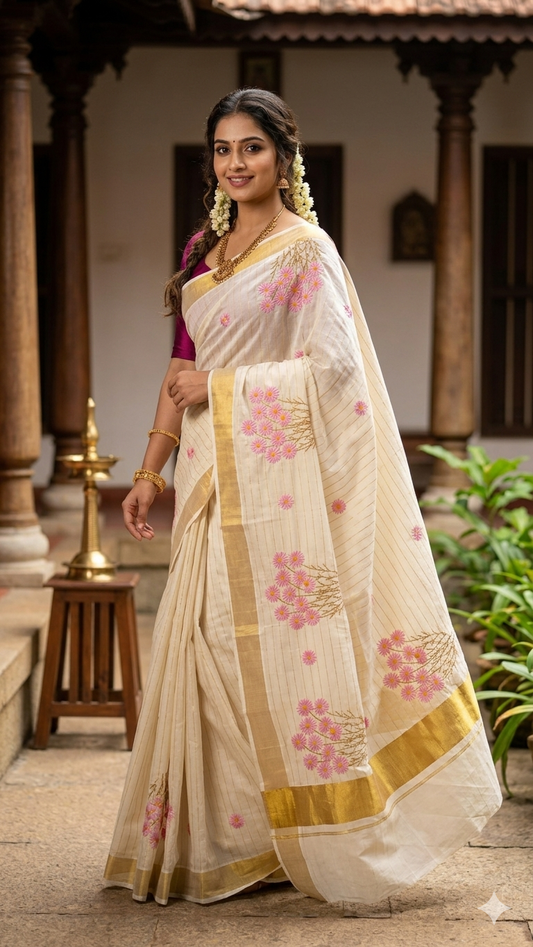The Pink Floral Embroidered Charm -IYA 02