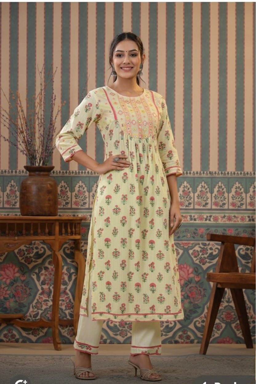 Yellow Embroidered Kurta Set
