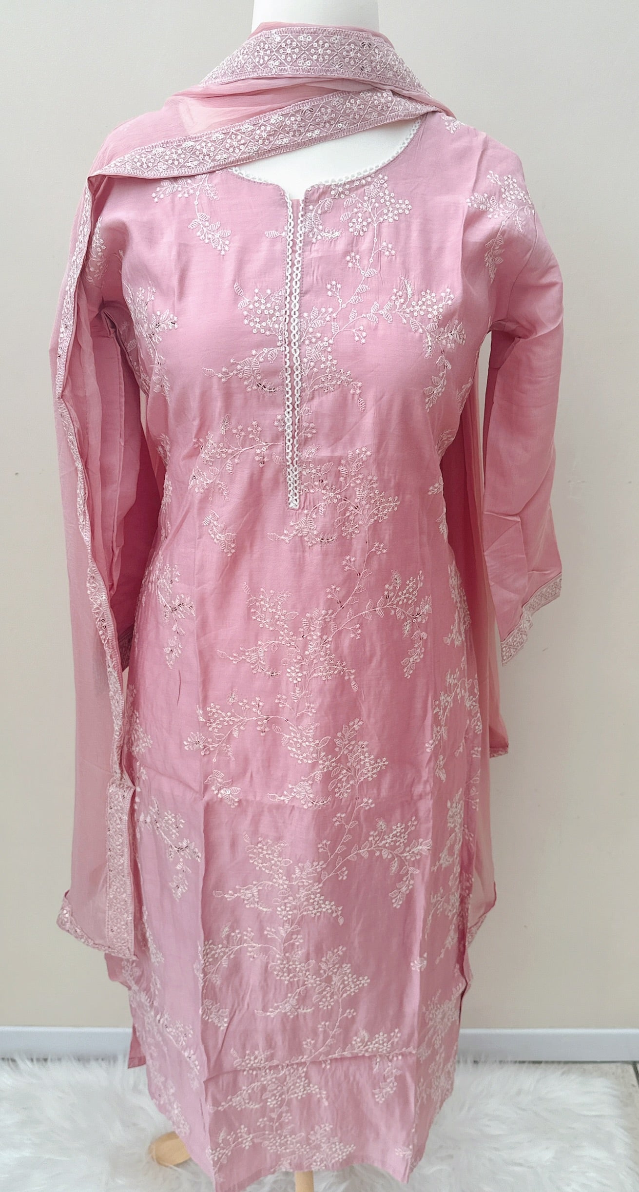 Baby Pink Embroidered Suit