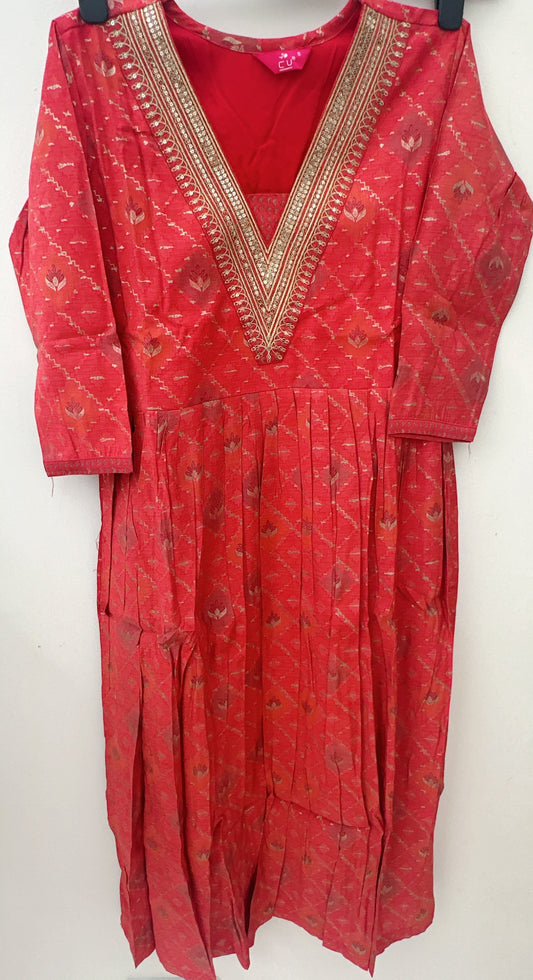 Deep Red  brown Suit with Golden Zari Work