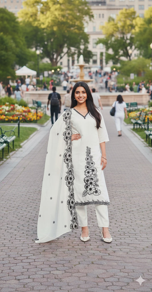 Creamy white shalwar suit