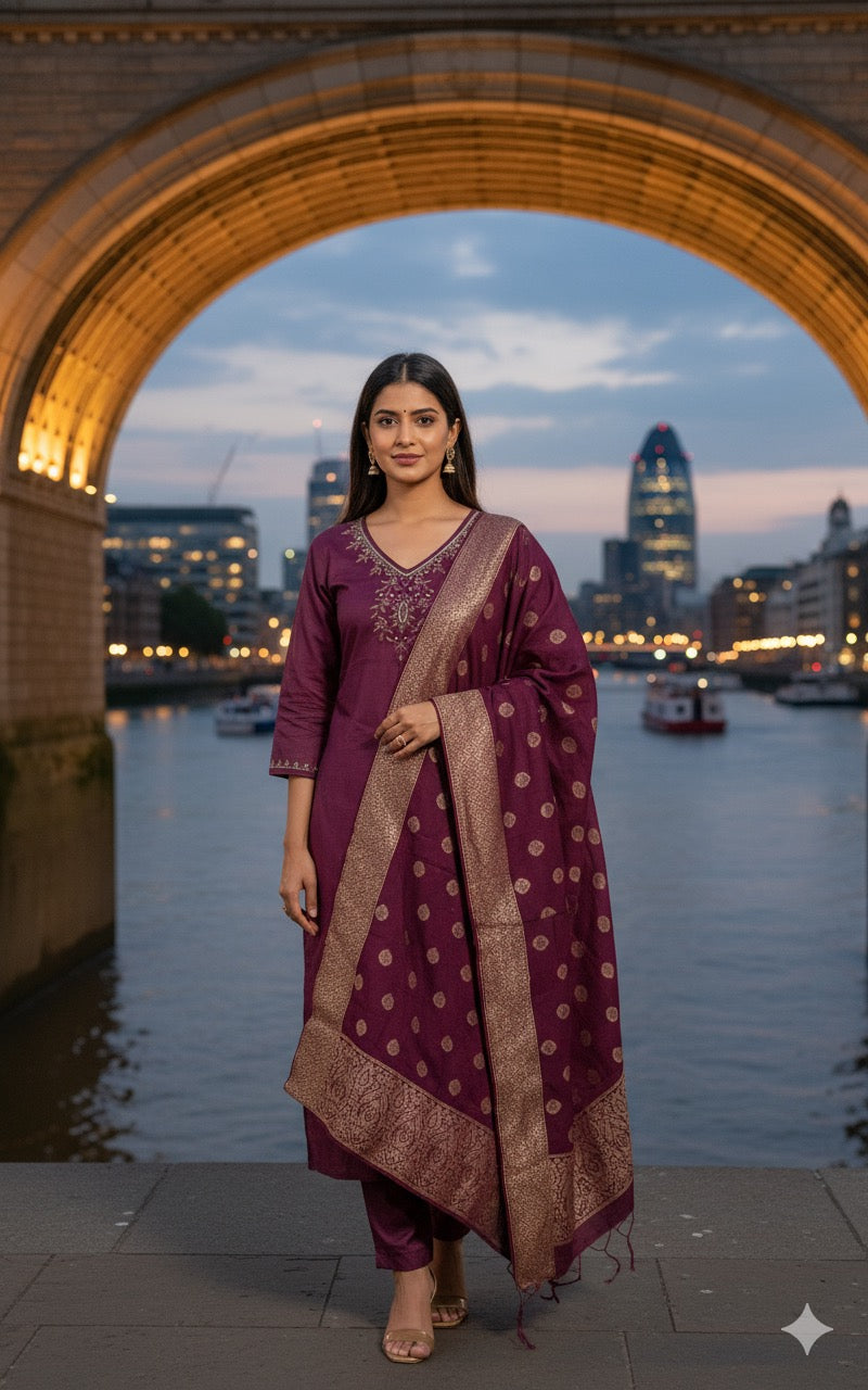 Maroon salwar suit