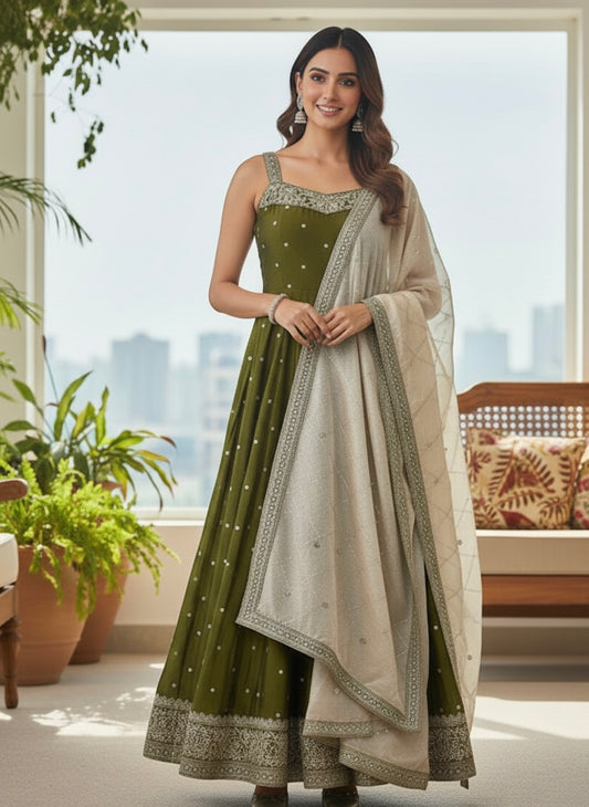 Emerald Elegance Anarkali Set