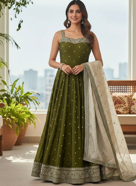 Emerald Elegance Anarkali Set