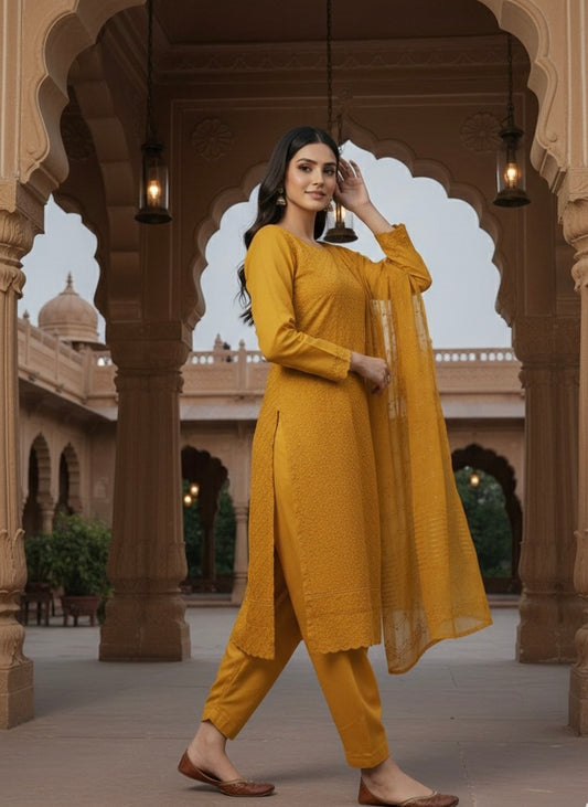 Citron Gold Style embroidered Kurta Set
